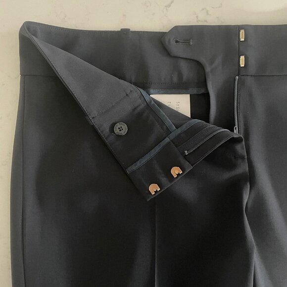 Boss Hugo Boss Tuliana2 Straight Leg Cuffed Virgin Wool Pants Navy Blue Sz 8 - Picture 3 of 12